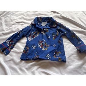 Walt Disney Character Pajama Top Toddler Mickey Pluto Goofy Blue Size 3T Vintage